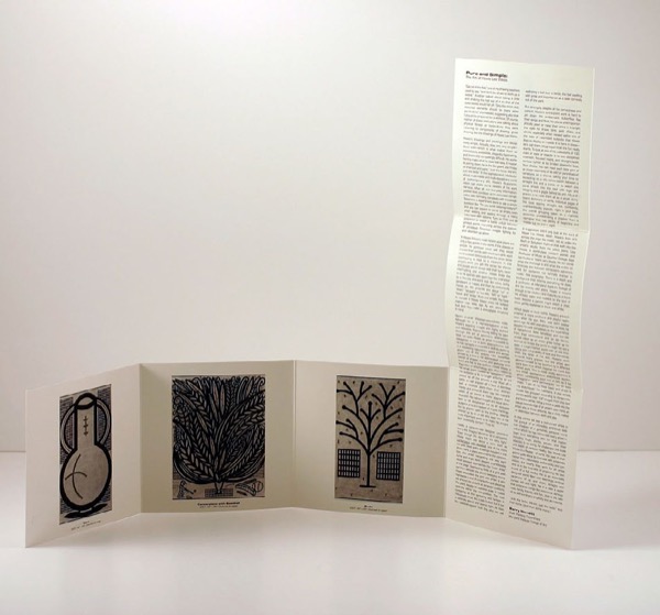 A color brochure with four panels, and the fourth panel in turn folds out into three panels that reads as one narrow document, with text in two columns.