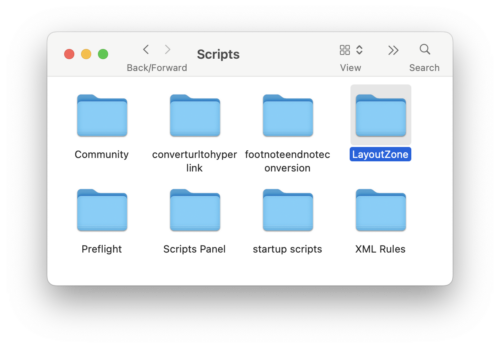 A screenshot of the Scripts folder, with the Layout Zone folder dragged into this top level