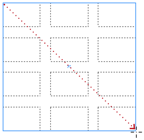 Image of placing multiple images shows preview of space for 12 images. Arrow from upper left to lower right illustrates mouse motion.
