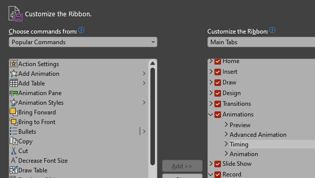 powerpoint customize ribbon