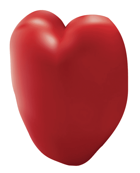 The isolated gradient mesh of the first region of the pepper shows a heart-shaped object with reflections on top and left sides and shadow below to create dimensionality.