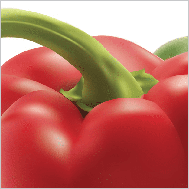 Detail of the final rendering of the red pepper.