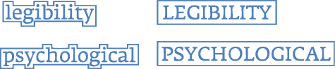 A comparison of words in lowercase and uppercase to show the effect on comprehension