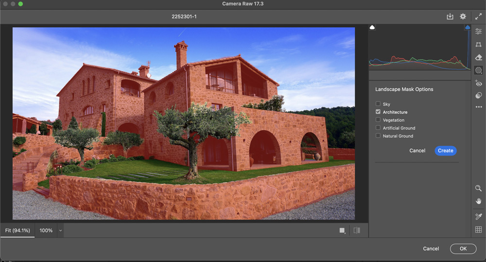 New features in Photoshop 2025: camera raw landscape mask options