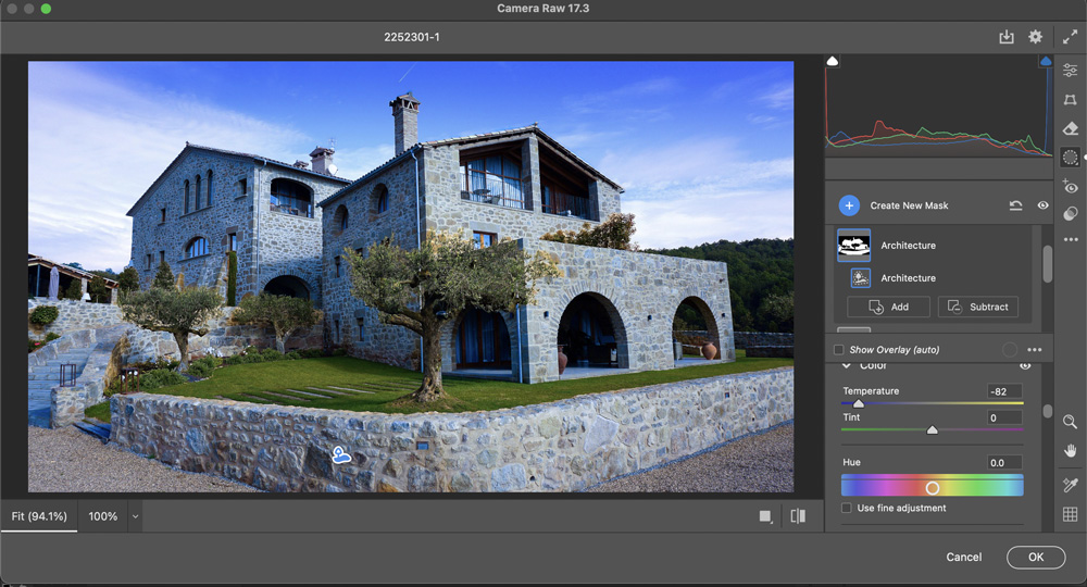 New features in Photoshop 2025: camera raw color temperature
