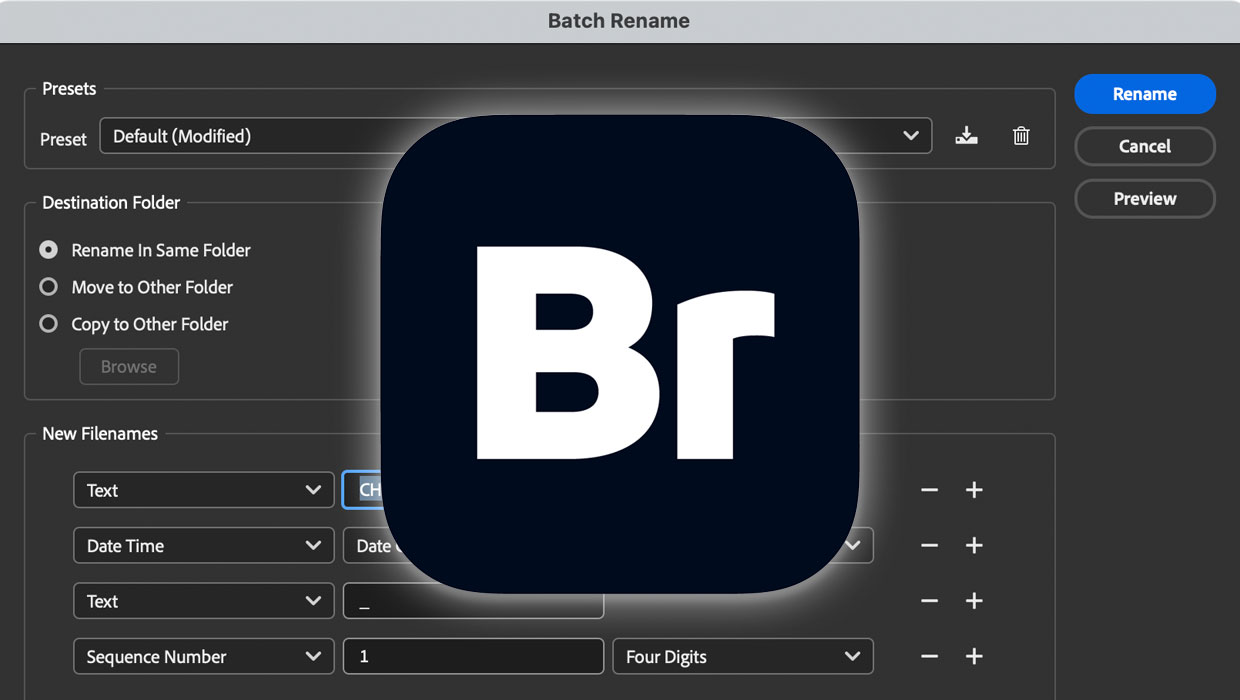 Bridge batch rename