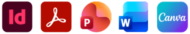 InDesign, Acrobat, PowerPoint, Word, Canva Logos