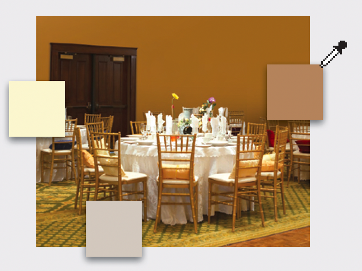 table and chairs at event