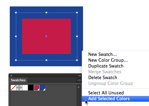 Adding swatches from an object