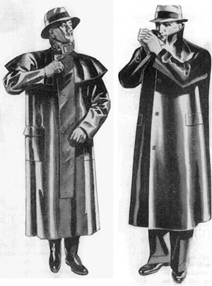 Man wearing Mackintosh rainwear from the Dunlop Tire Corporation