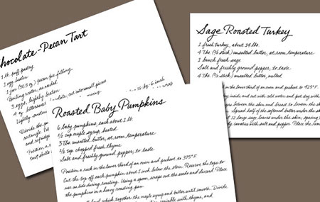 Handwritten recipe cards