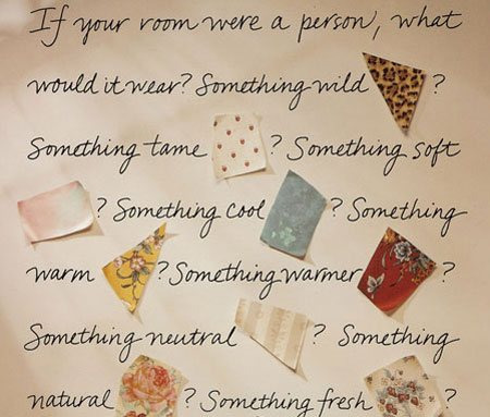 Handwritten advertisement with wallpaper samples