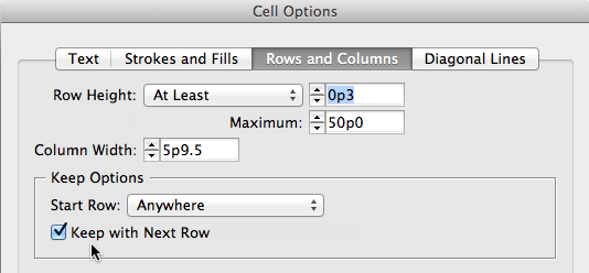 cell options