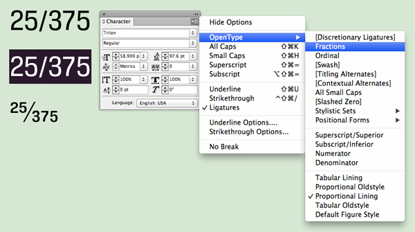 OpenType Fraction OpenType Fraction