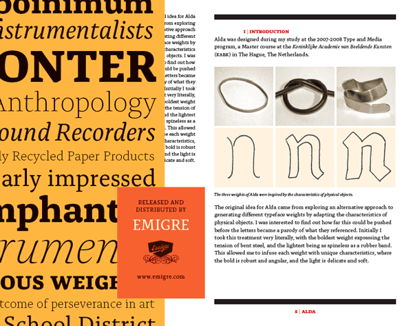 Emigre type specimen catalog Alda