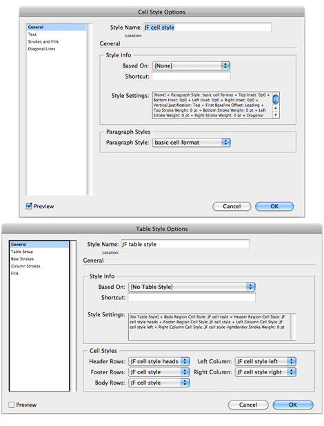 InDesign Cell Style Options