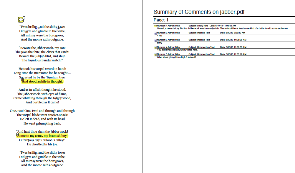 Comment Summary Comment Summary