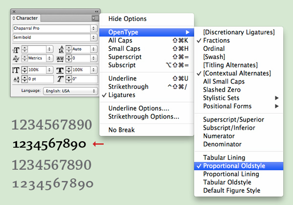 proportional oldstyle figures