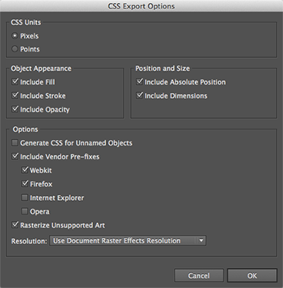 css export options css export options