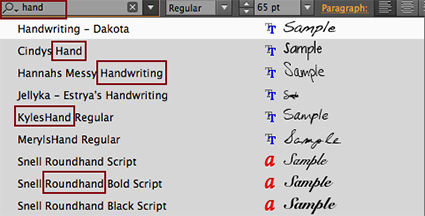 font search