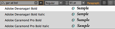 font search with restrictions