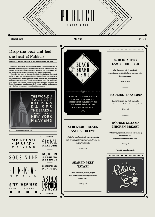 This menu takes you to a very different time and place.