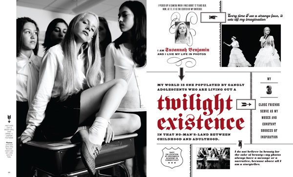 Magazine spread using Fette Fraktur typeface
