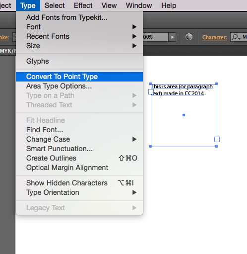 type menu